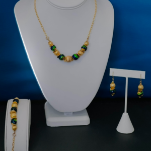 Green Gold Foil Venetian Beads