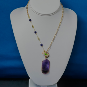 Luxury Gold Plated Amethysts Link Chain