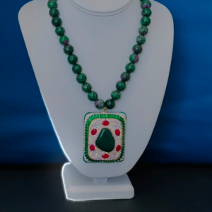 Natural Malachite Red Jade Cz Pave Green Crystal Gem