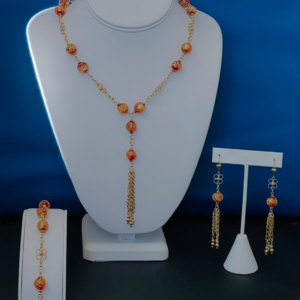 Red Gold Foil Round Venetian Beads